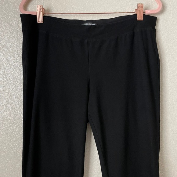 Eileen Fisher Pants Womens Medium Black Washable Crepe Ankle Pull On Stretchy - Picture 4 of 11